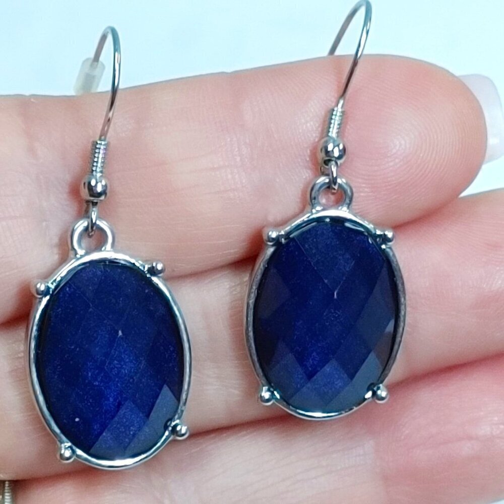 5/$25 Blue stone silver tone Earrings